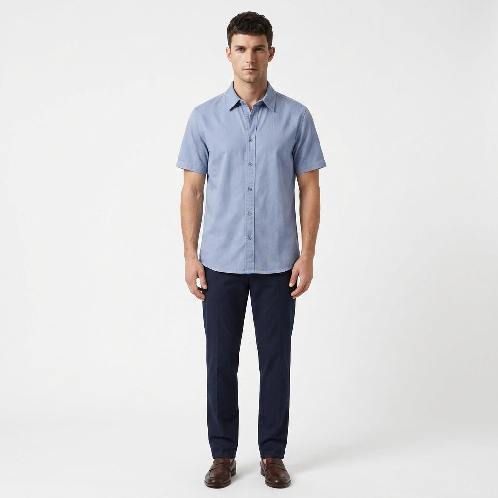 Santino – Cotton Relaxed Short Sleeve Shirt - Hilltop Nord