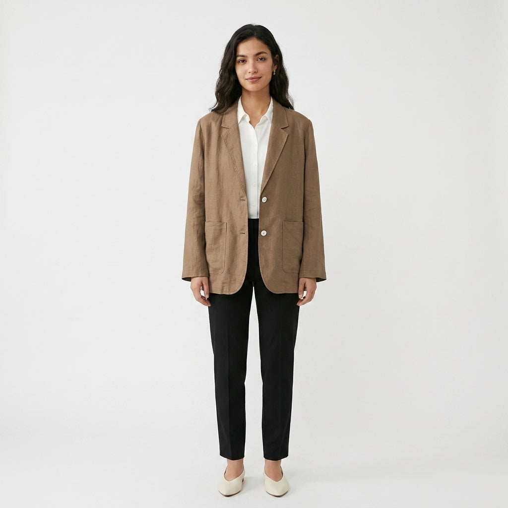 Esme – 95% Hemp Cropped Single-Breasted Blazer - Hilltop Nord