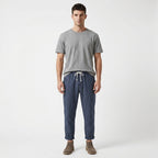 Orin – 55% Linen Piped Drawstring Cropped Trousers - Hilltop Nord