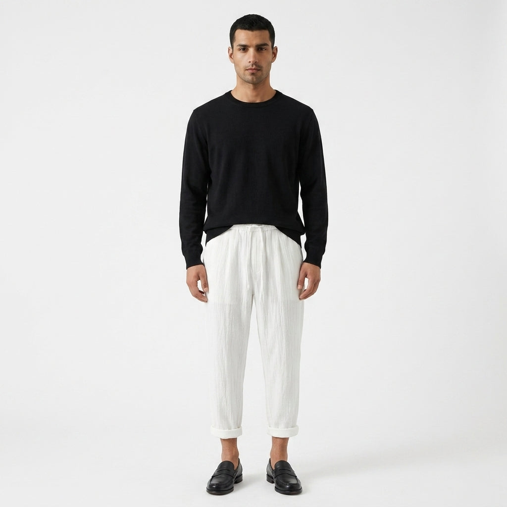 Aurelio – 70% Ramie 30% Cotton Straight Leg Trousers - Hilltop Nord