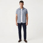 Santino – Cotton Relaxed Short Sleeve Shirt — Blue