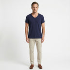 Matteo – 100% Cotton V-Neck Tee — Navy