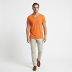 Matteo – 100% Cotton V-Neck Tee — Orange