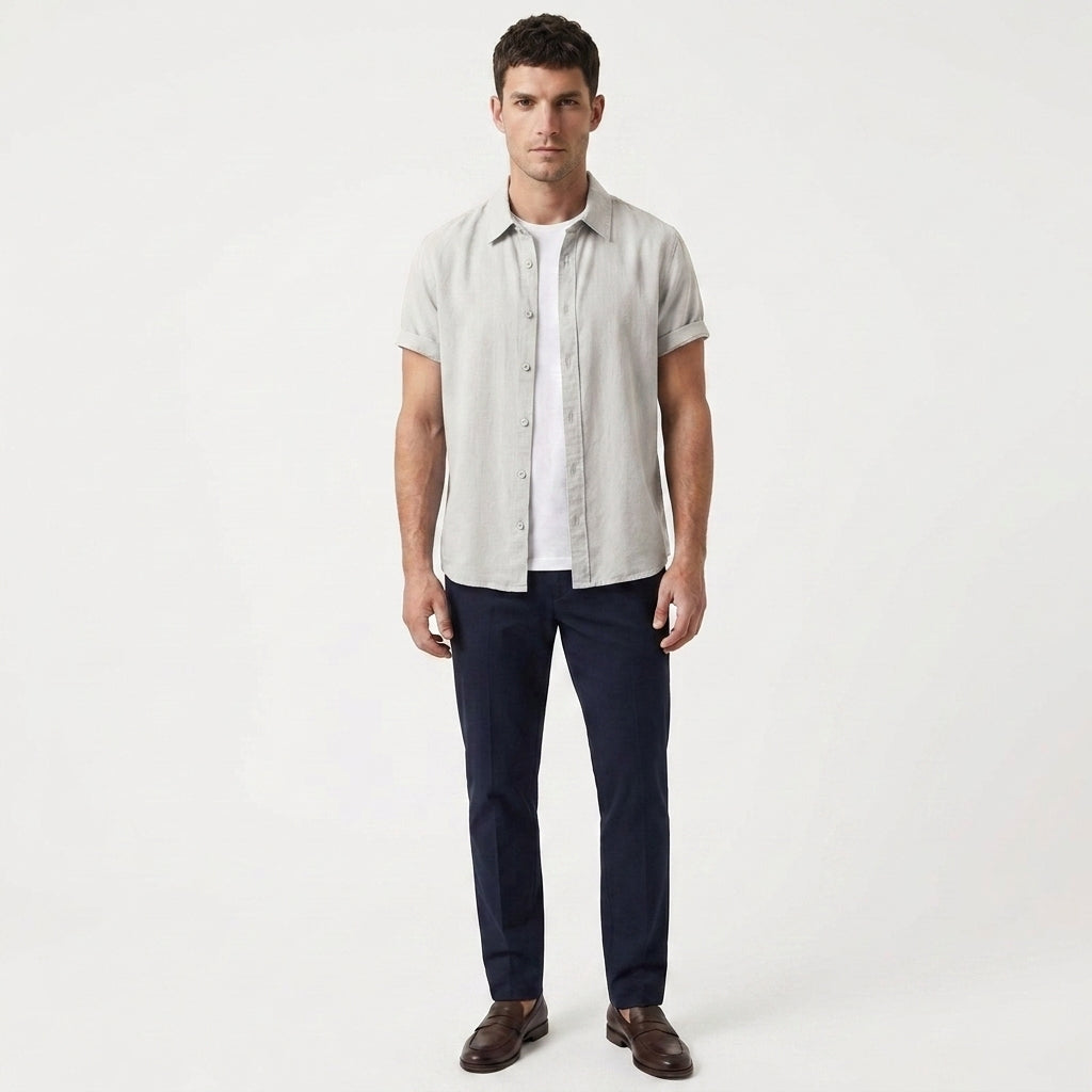 Santino – Cotton Relaxed Short Sleeve Shirt — White