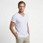 Matteo – 100% Cotton V-Neck Tee — White