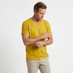 Matteo – 100% Cotton V-Neck Tee — Yellow