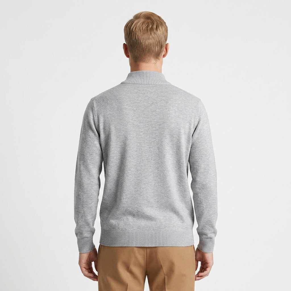 Leif – 100% Cotton Ribbed Zip Cardigan Sweater - Hilltop Nord