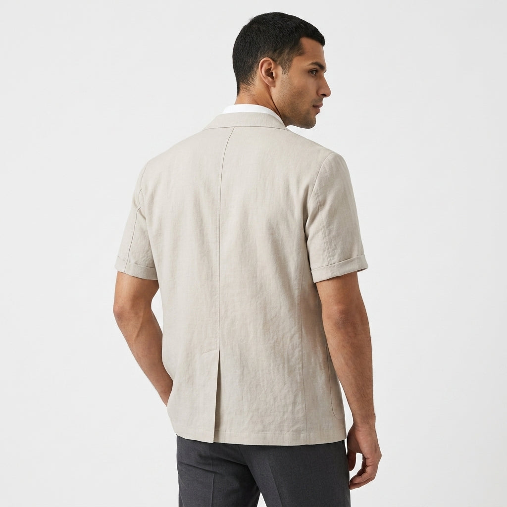 Tavio – 70% Ramie Drop-Shoulder Short Sleeve Blazer - Hilltop Nord