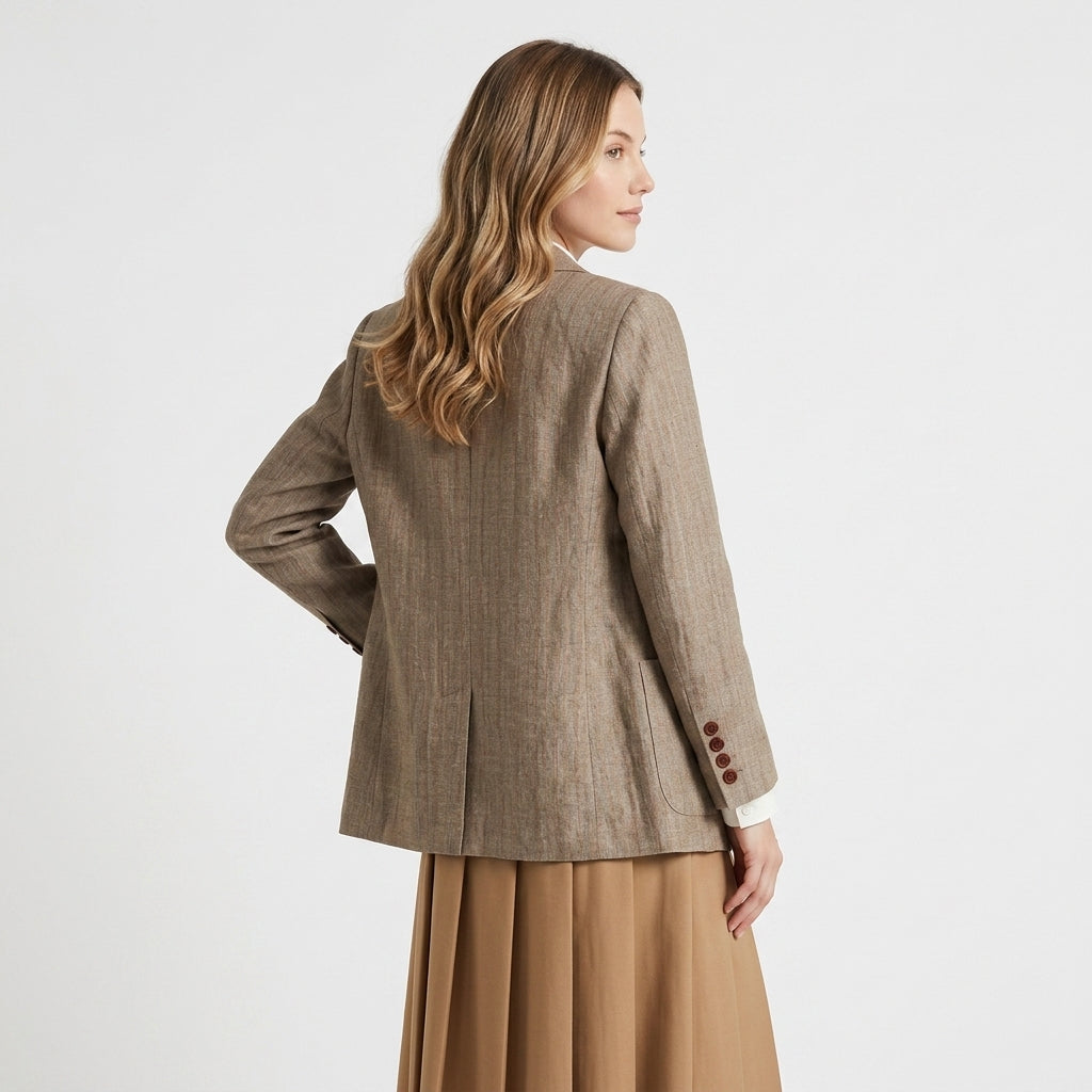 Odile – Linen Relaxed Notch Lapel Blazer - Hilltop Nord