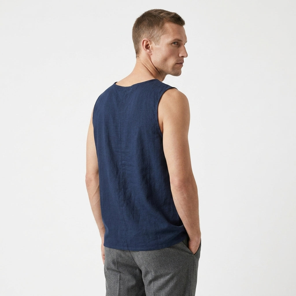 Emil – 50% Linen Blend Relaxed Sleeveless Top - Hilltop Nord
