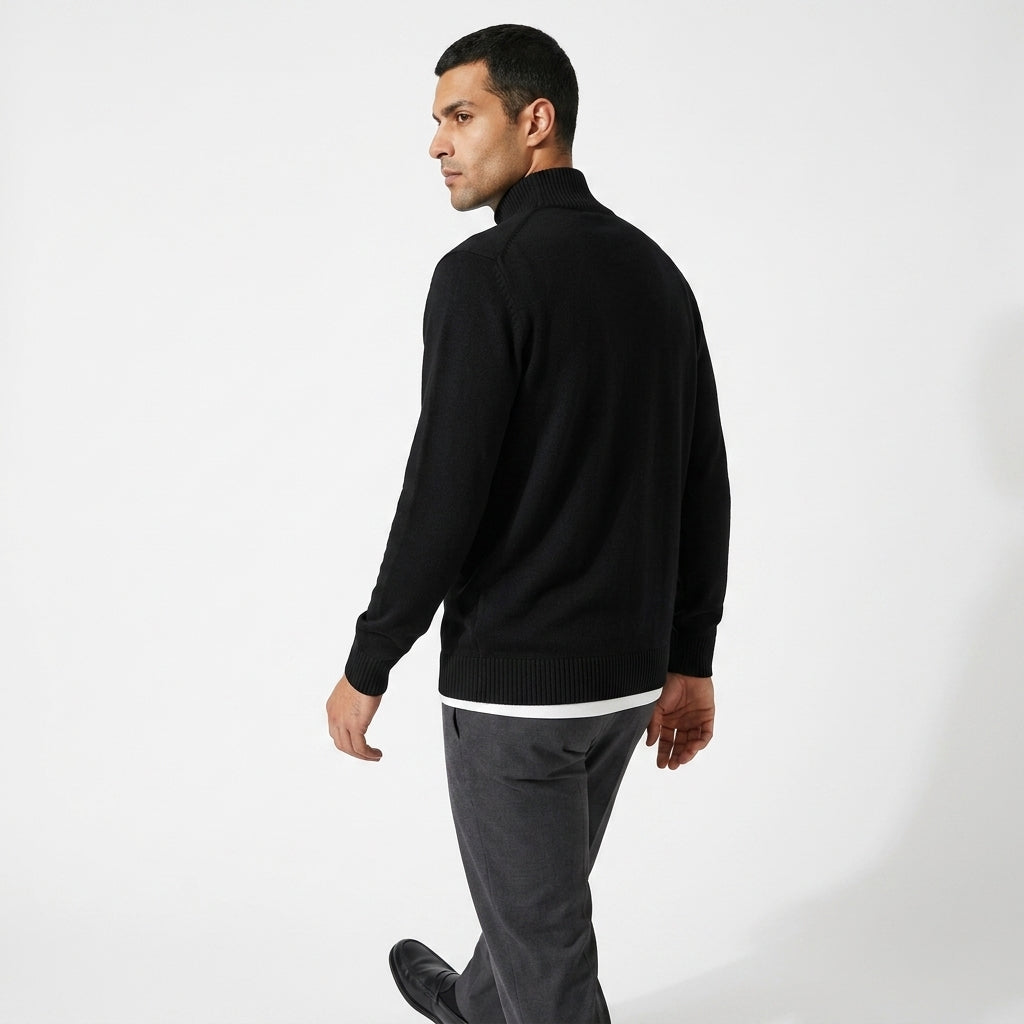 Arno – 100% Cotton Full Zip Stand-Collar Cardigan - Hilltop Nord