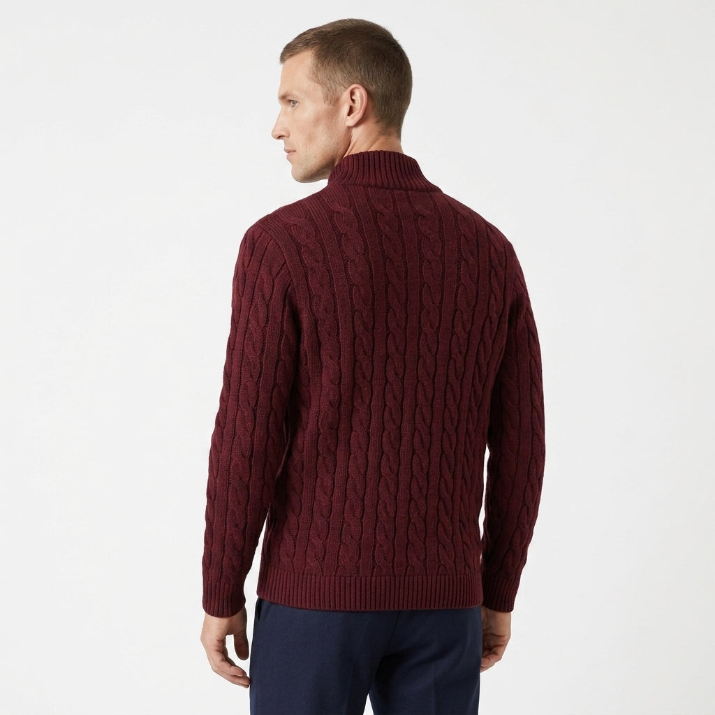 Soren – 100% Cotton Cable Knit Half Zip Sweater - Hilltop Nord