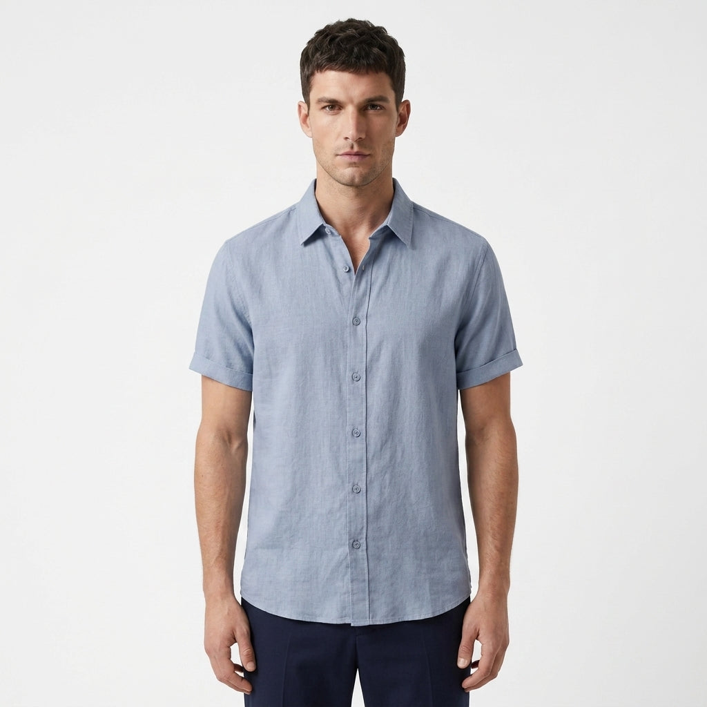 Santino – Cotton Relaxed Short Sleeve Shirt - Hilltop Nord