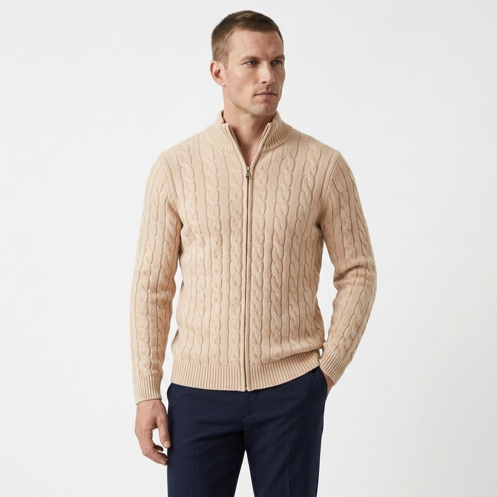 Soren – 100% Cotton Cable Knit Half Zip Sweater - Hilltop Nord