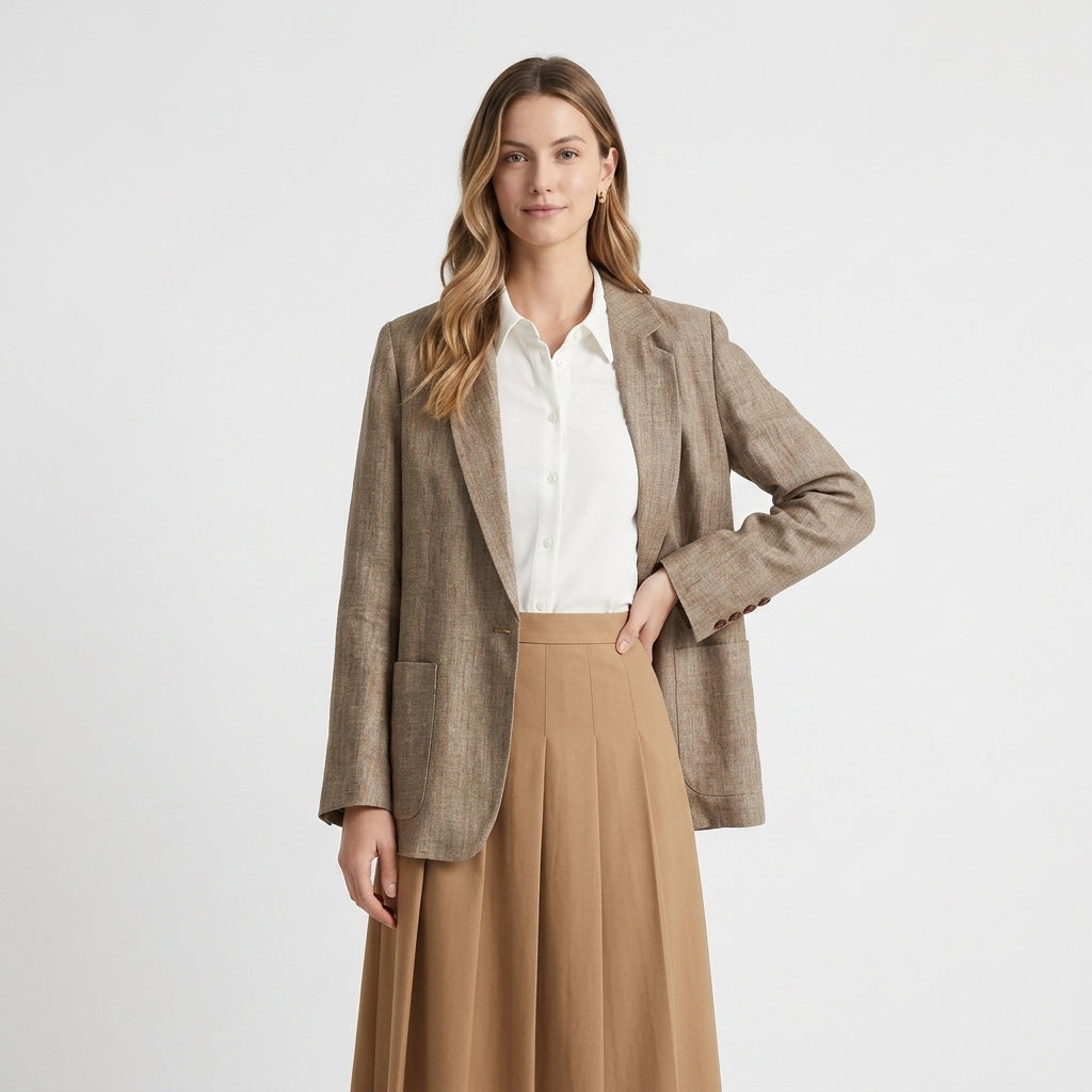 Odile – Linen Relaxed Notch Lapel Blazer - Hilltop Nord