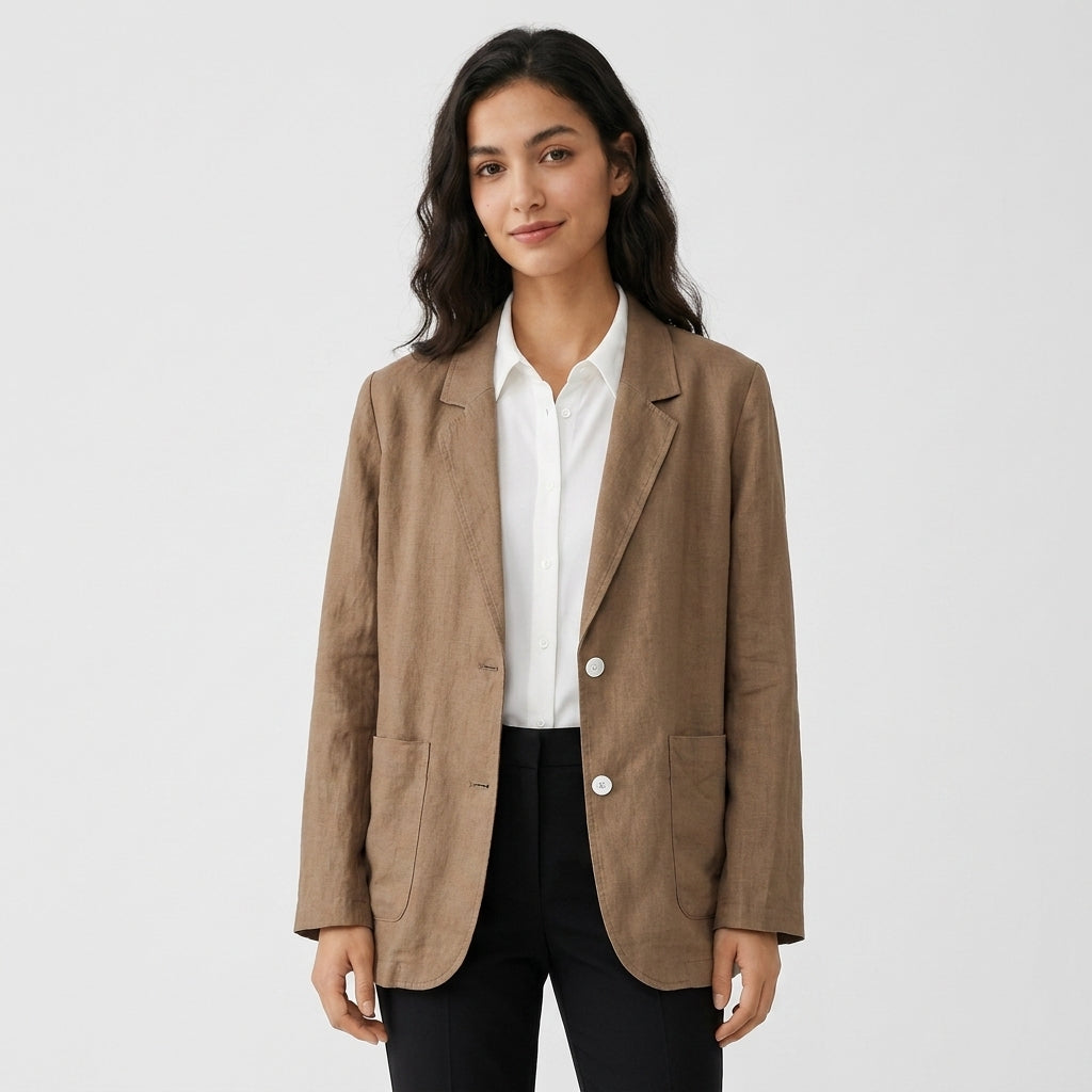 Esme – 95% Hemp Cropped Single-Breasted Blazer - Hilltop Nord